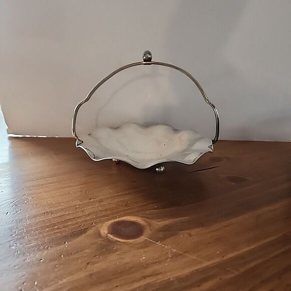 Vintage Metal Candy Dish Scalloped Edge & Holder with Twisted Handle - Picture 9 of 16